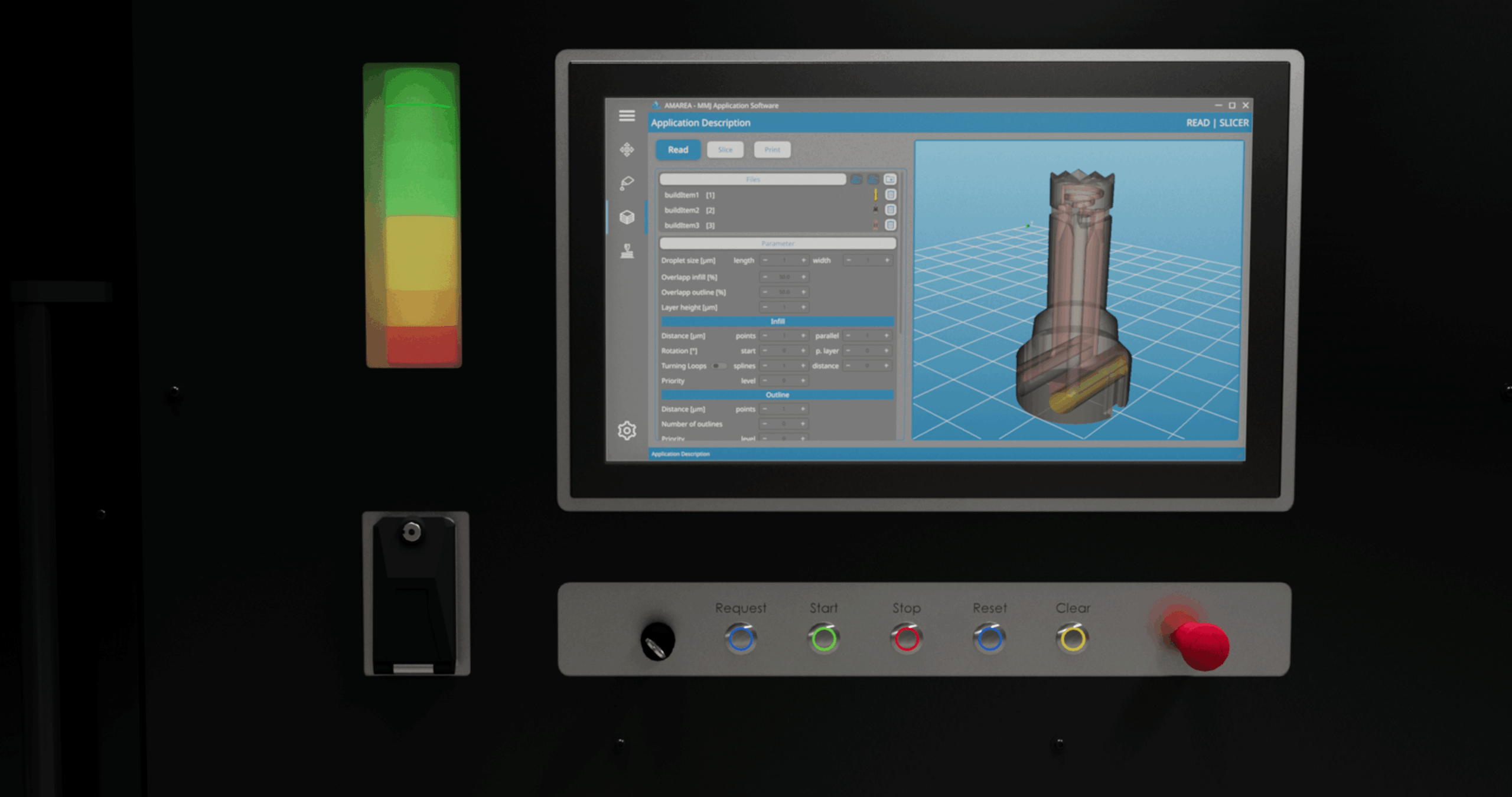 Digital control interface for monitoring and controlling all system functions.