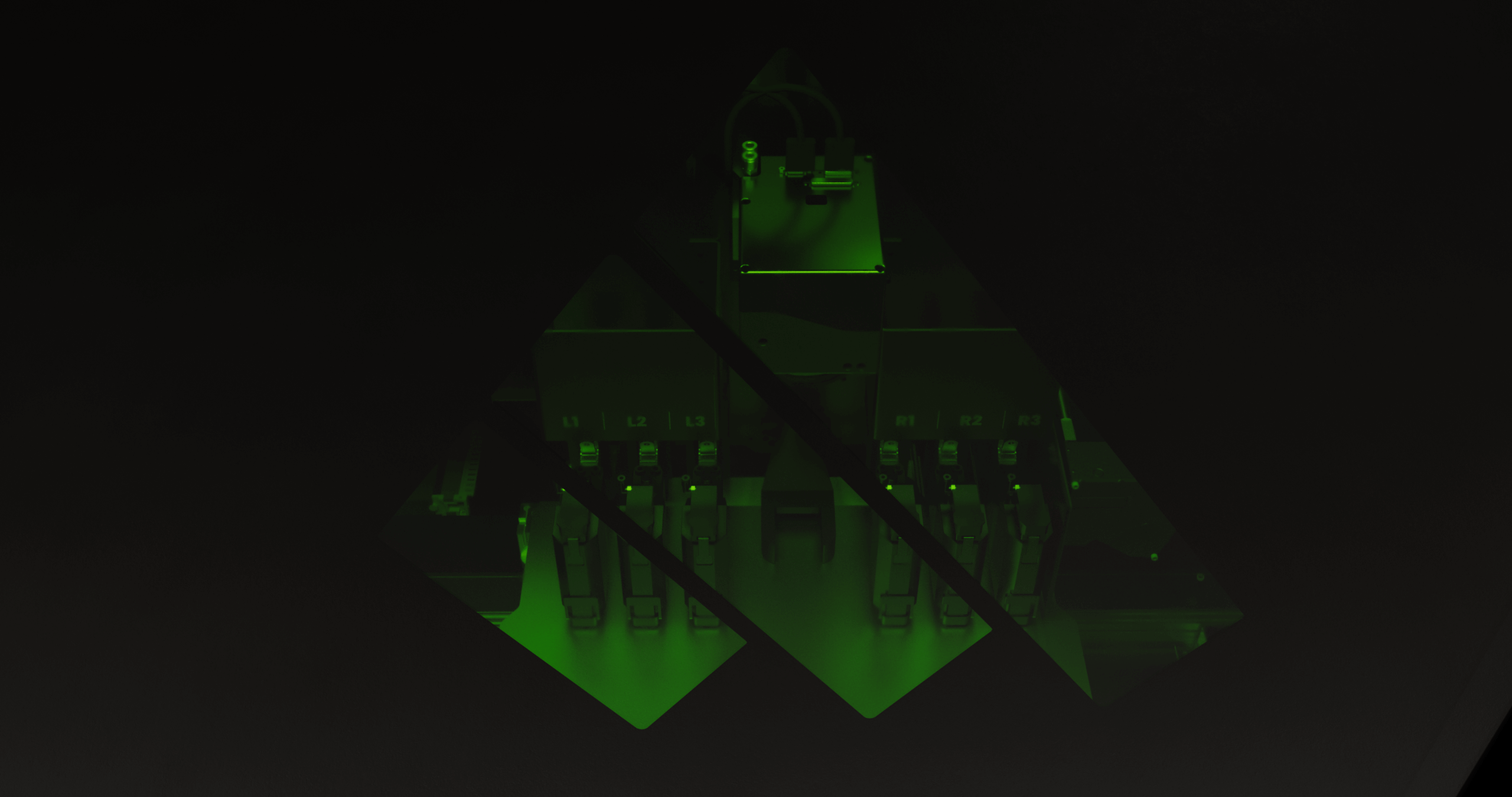 Laser safety door with integrated laser-safe glass inlay featuring the AMAREA Technology logo, allowing clear visibility into the build chamber without protective eyewear.