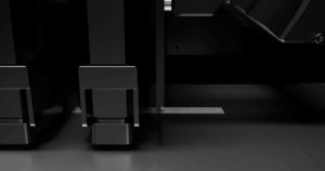 Detail view of droplet analysis area used to ensure consistent material deposition during printing.